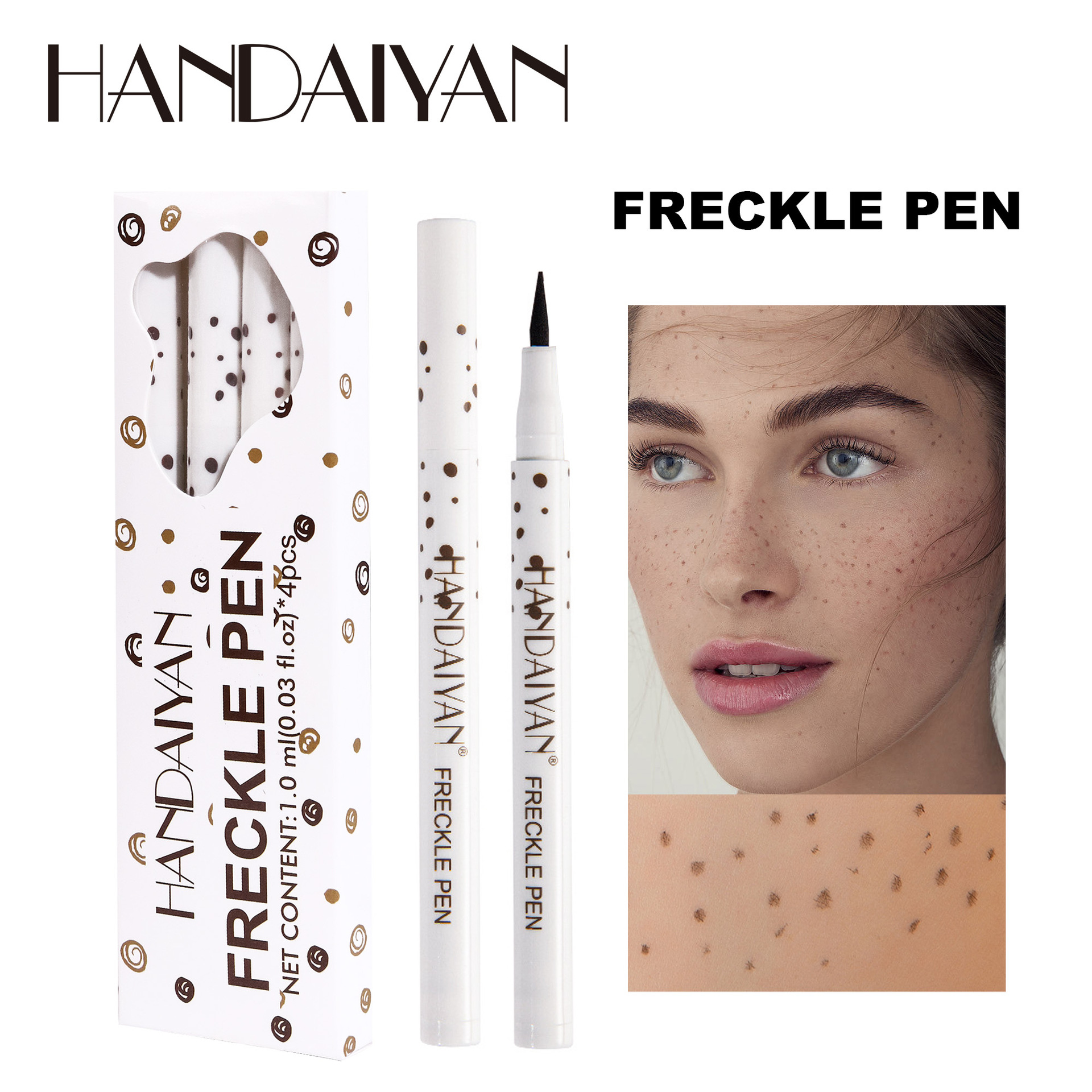 Pen de pecas transfronterizas, 4 conjuntos de Handaiyan, simulación natural, fácil de colorear, sin quitar el maquillaje, conjunto de pen de moles.