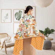 秋季新款精致双层双面印花新丝缎长巾韩版百搭时尚丝巾围巾女国风