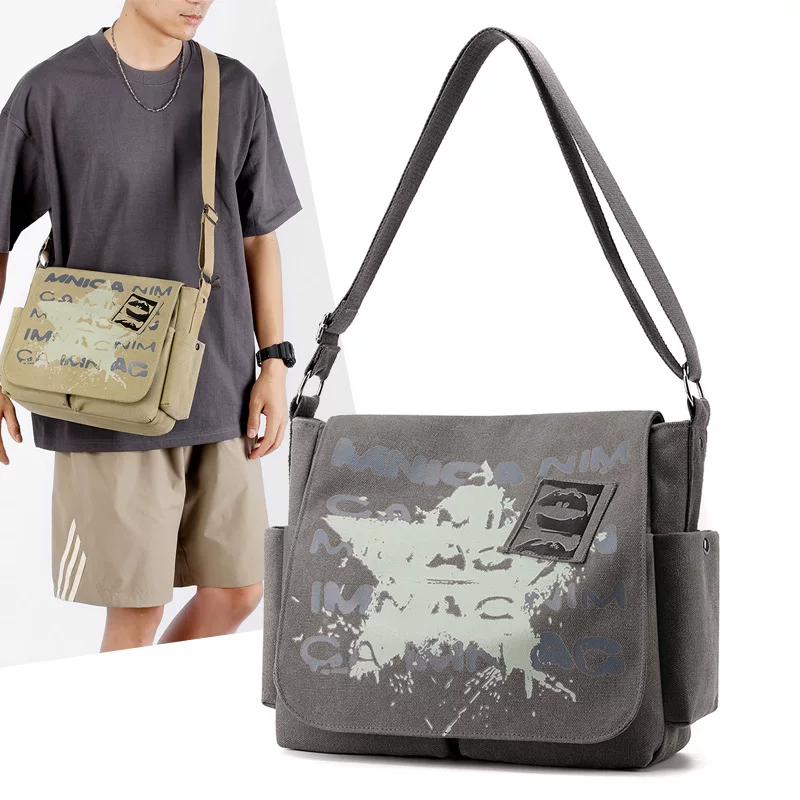 Shoulder bag for leisure, cloth capacious backpack, one-shoulder bag