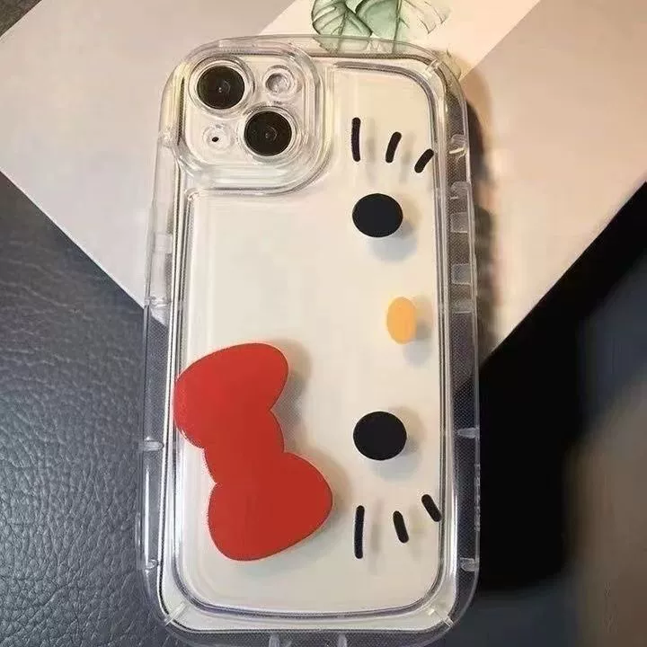 Чехол для телефона (Hello Kitty) совместим с iPhone 6–17, прозрачный с мягким бампером, защита от падений