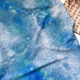 澜蝶 数码印花锦棉面料新中式旗袍连衣裙上衣汉服手工diy面料