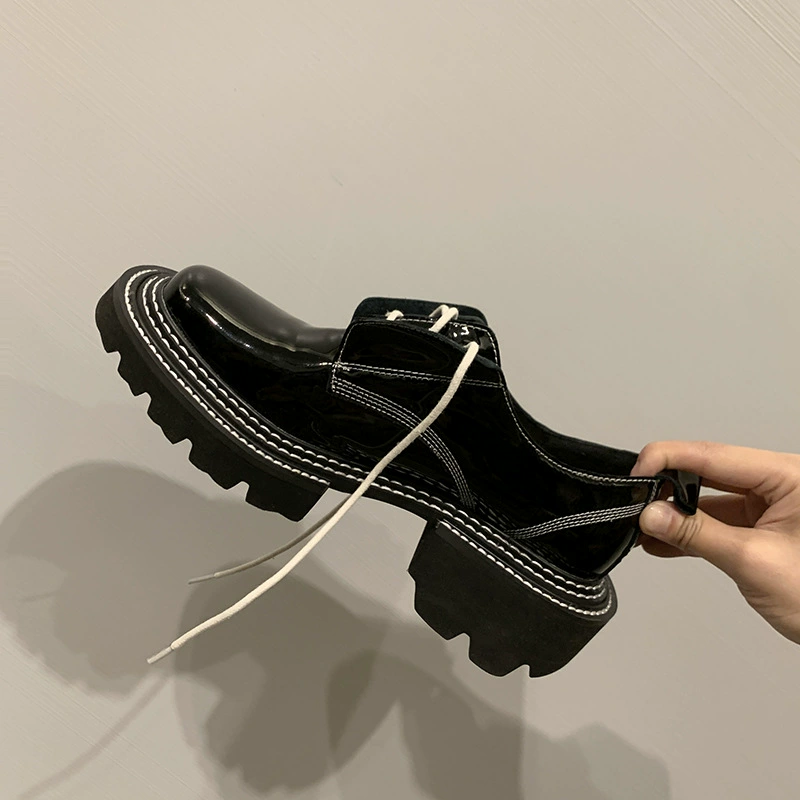 Кожаные туфли на массивном каблуке в британском стиле, женские однослойные туфли на толстой подошве, модные новинки весны 2022, в академическом стиле, красивые однослойные туфли унисекс в стиле ретро