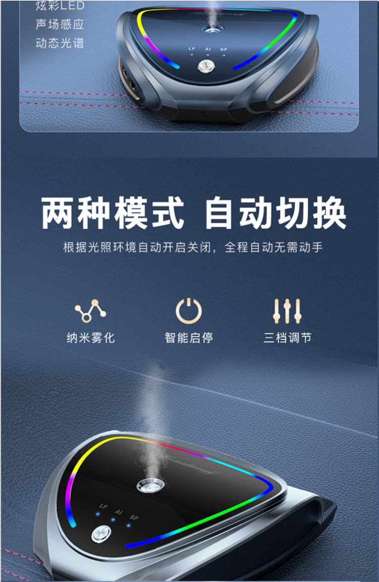 Car Aromatherapy Women's Smart Solar Charging Hidden Parking Number Plate Music Light Ornament Gift Customization