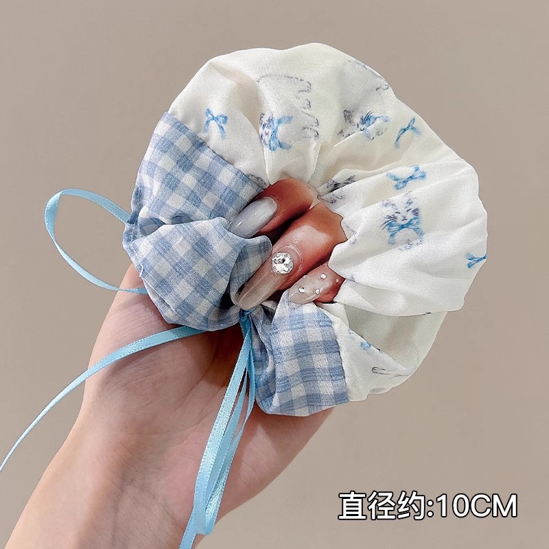 Anillo de pelo de intestino grueso súper grande coreano para mujer 2025 nuevo estilo de alta gama cordón de pelo de encaje plisado temperamento dulce cuerda de cabeza de flor