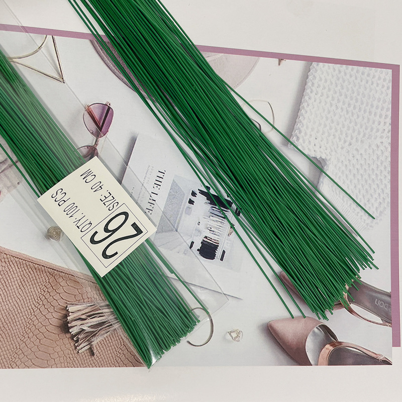 Floral de alambre de hierro flor eterna N ° 22 bolsa de plástico delgada de alambre de hierro verde Alambre de hierro de la flor Varilla DIY material hecho a mano de alambre de hierro varilla