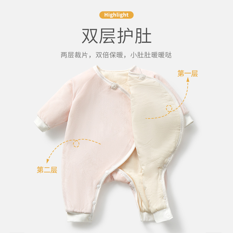 Ropa de bebé recién nacido para otoño e invierno, mono cálido de una pieza con relleno de algodón para niños y niñas, traje de gateo estilo monje, conjunto de otoño para bebé.