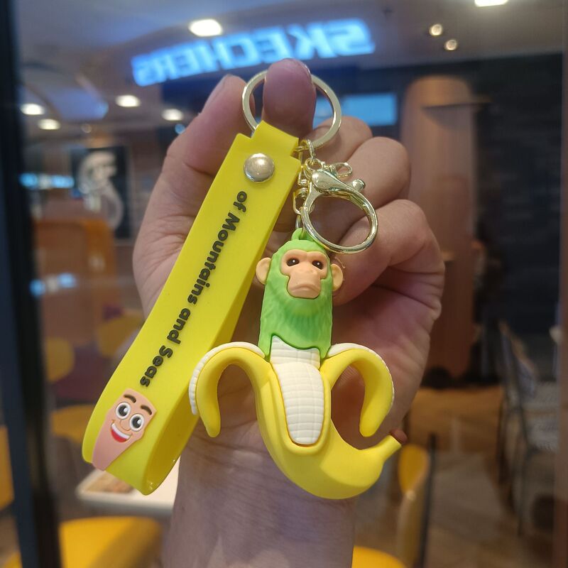クリエイティブ漫画山と海の経典キーホルダーかわいい木の棒人間サメ海洋生物キーホルダーバッグペンダント卸売|undefined