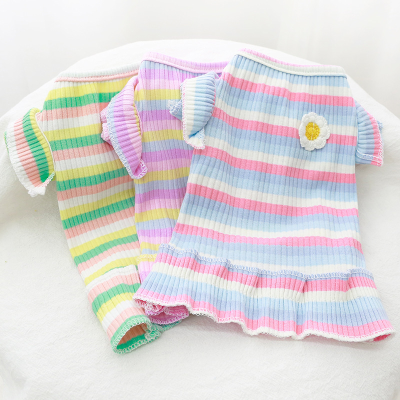 Pet spring and summer thin vest dress teddy bear small dog dog cat clothes factory can replace hair