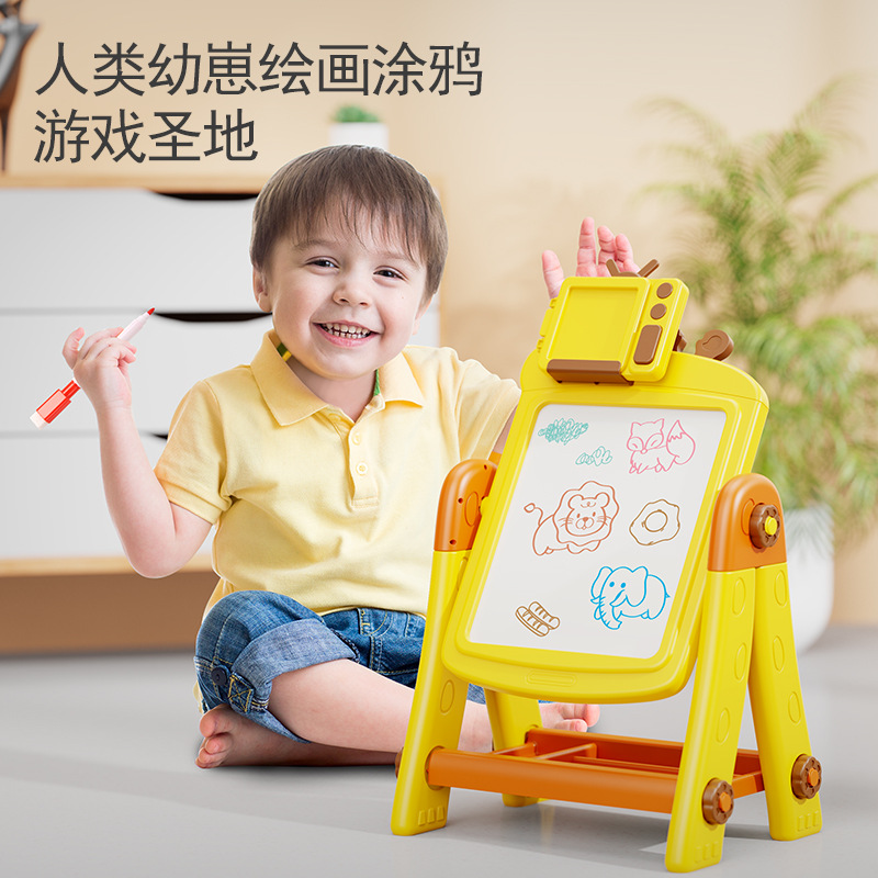 Large Kidsren's Painting Table Writing Board Erasable Two-In-One Double-Sided Graffiti Drawing Board Russian Building Blocks Multi-Function