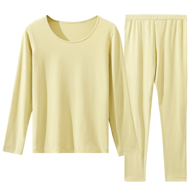 Ropa de otoño pantalones largos algodón de las mujeres medio grueso cuello redondo desgaste interior bodysuit bottoming ropa de abrigo ropa interior térmica sin costuras traje de mujer