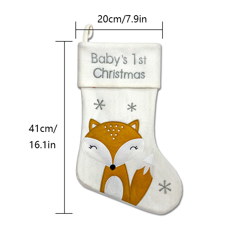 跨境圣诞节圣诞袜可爱卡通狐狸baby生日圣诞礼物袜装饰糖果袋子