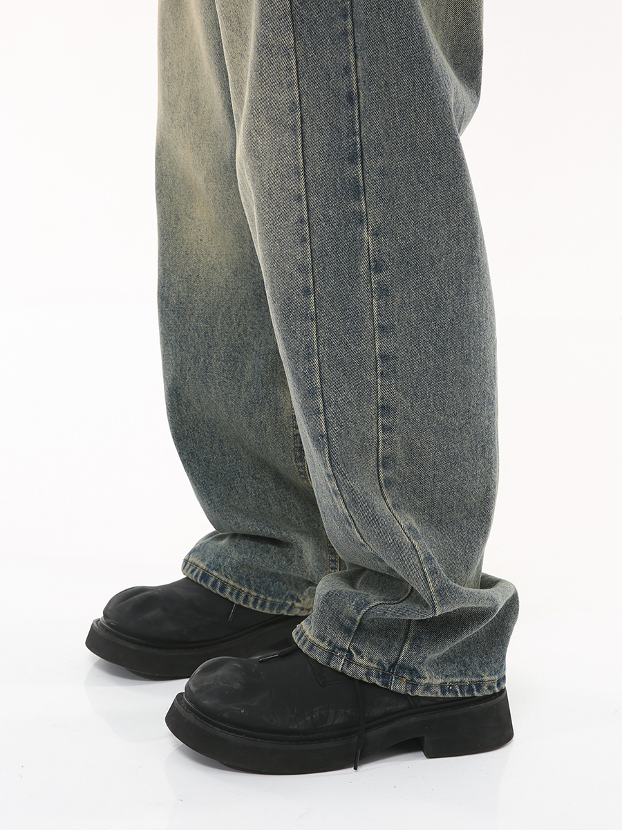 Mtlclothes ropa de Hombre | 2023 otoño americano nicho vintage washed High Street drapeado jeans Loose moda