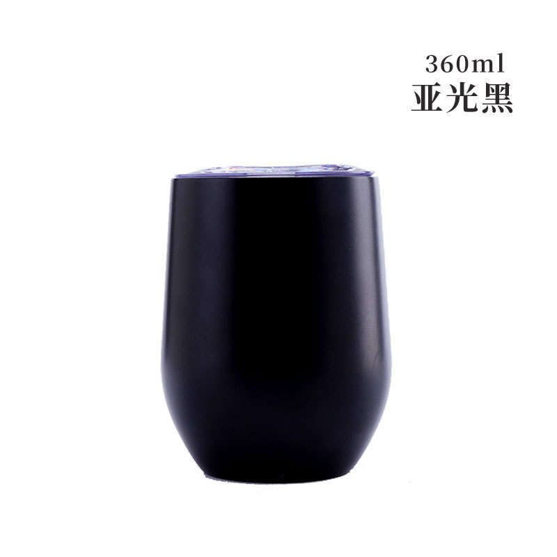 Taza de cáscara de huevo de 12oz transfronteriza regalo de doble capa de acero inoxidable copa de vino tinto taza de vientre grande aislamiento al vacío en forma de U swig pollo