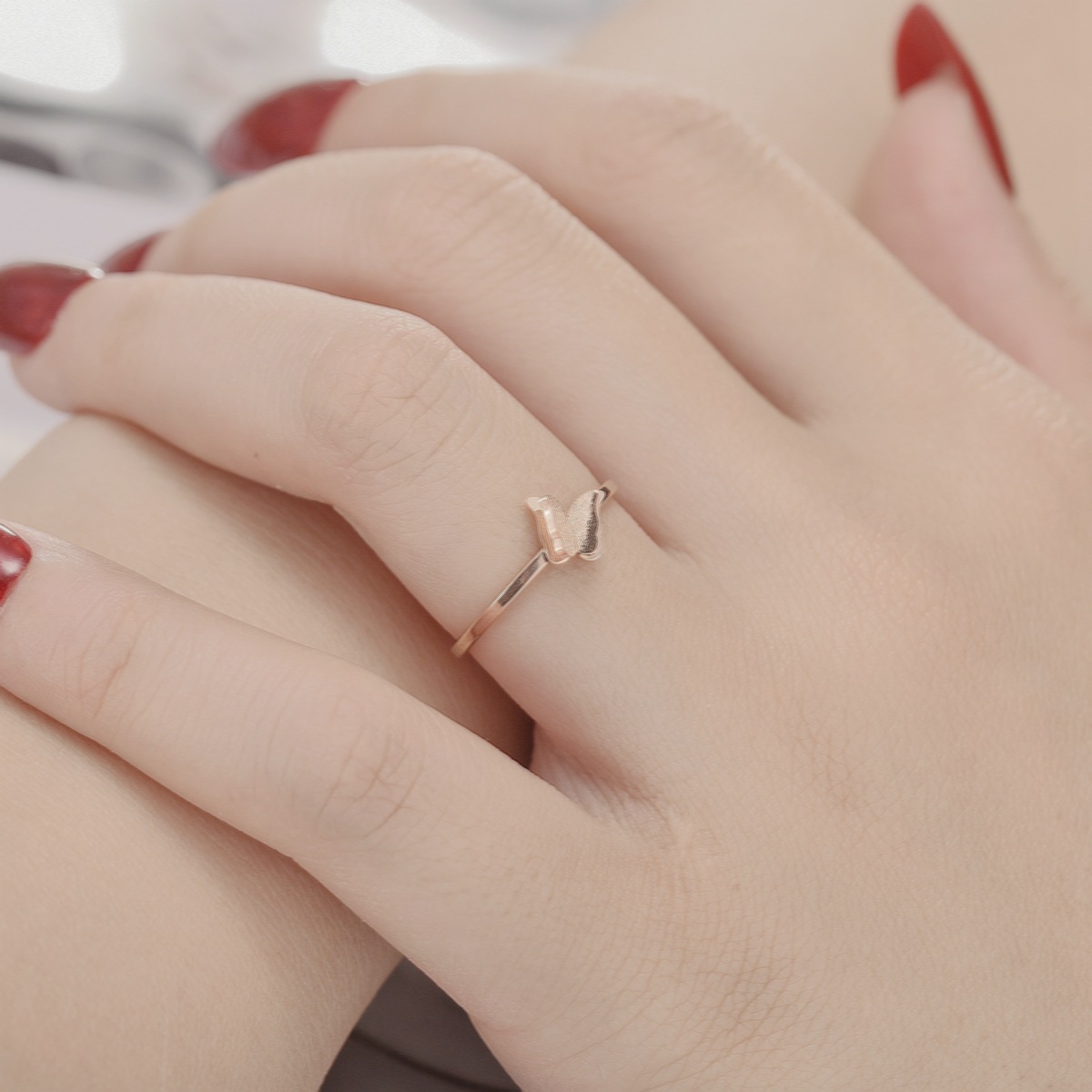 Fashion new butterfly titanium steel ring