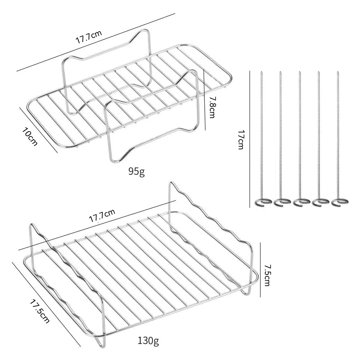 Accesorios para parrillas para freidoras de aire, parrillas para barbacoa, parrillas de acero inoxidable, parrillas al vapor, brochetas rectangulares de doble olla, parrillas para barbacoa
