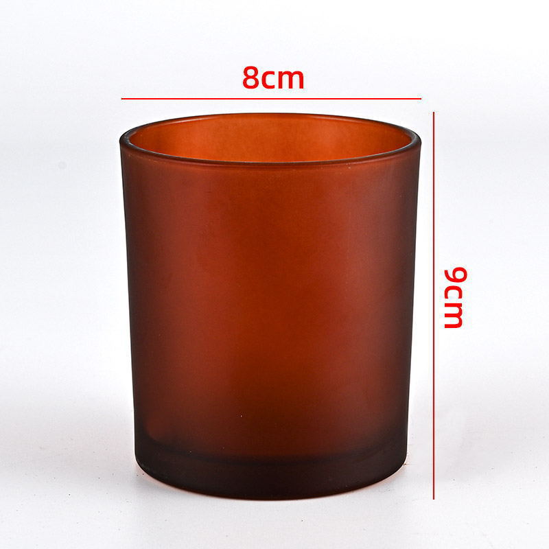 Fábrica directa de venta de 200ml copa de vela de vidrio con cubierta de barro de banana de color lata de borde recto de 300ml candelabros