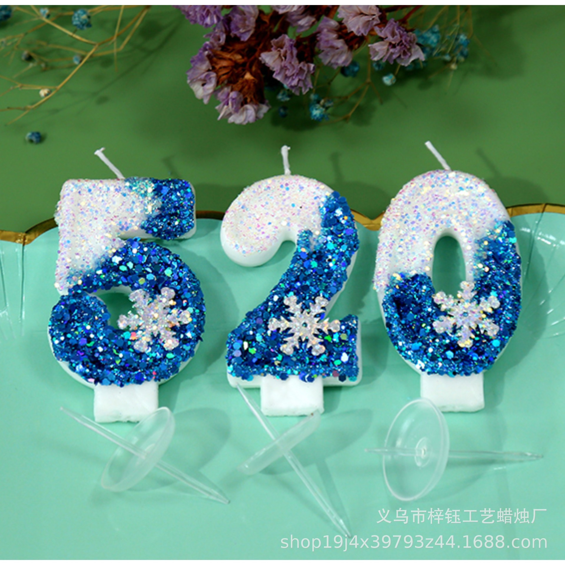 Tema creativo de hielo y nieve cumpleaños vela digital Amazon colapso Comercio electrónico decoración de la torta fiesta atmósfera suministros