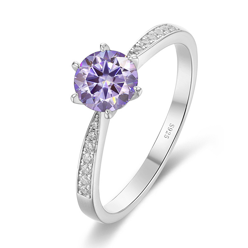 1 quilates 2 quilates de piedra de mosaico 925 plata esterlina pt950 anillo femenino con seis garras fabricantes Zhou suministro directo