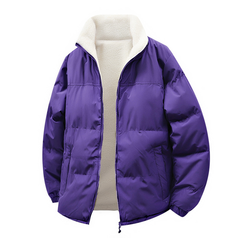 Unisex Cotton Padded Jacket Lamb Wool Winter Coat For Cold Weather_voghion.com