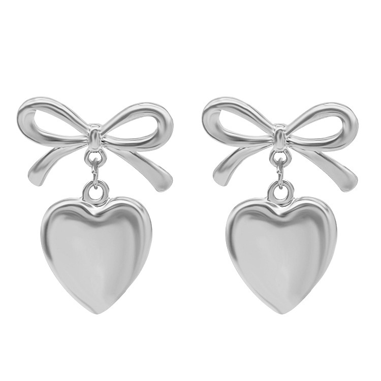 15g Weight Ear Studs Classification 1 Pair Quantity Daily, Party, Date Occasion Alloy Material Heart Shape, Bow Knot Pattern Women's Gender Plating Design Vintage Style Style 1 Pair Vintage Style Heart Shape Bow Knot Plating Alloy Ear Studs 8