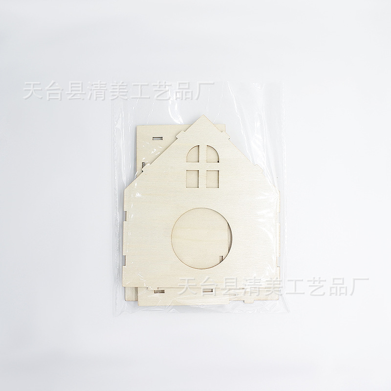 Decoración de casa de madera casa de madera rompecabezas de madera de bricolaje casa de jaula de pájaros rompecabezas de madera casa colgante