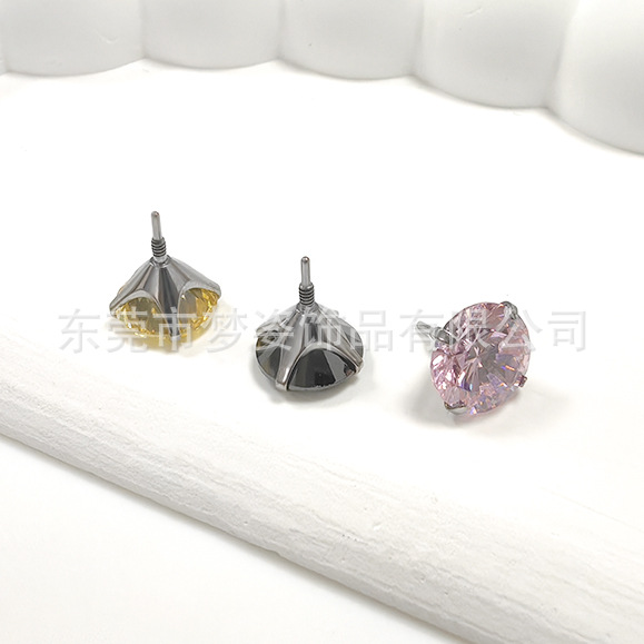 F136チタン長歯ピアス超フラッシュ爪5aジルコンg 23チタン合金人体穿刺アクセサリー耳骨釘