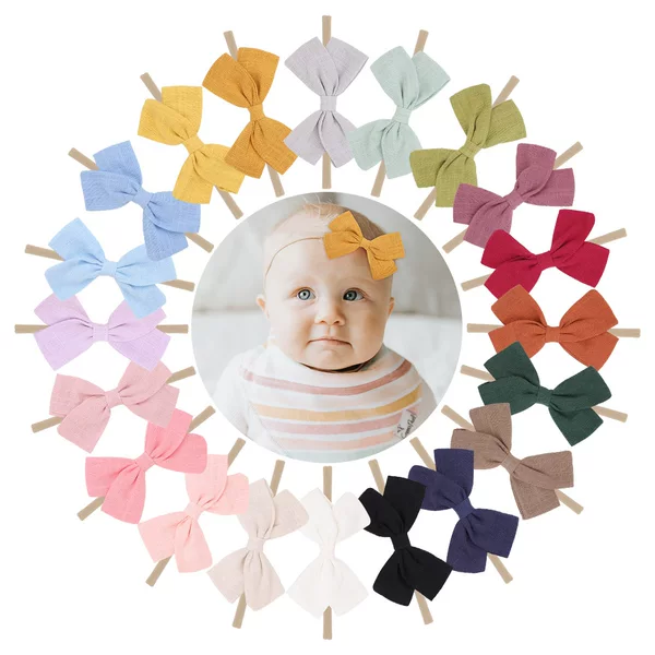 Europe and the United States creative children's boutique hair accessories cotton and linen fabric bow hair band nylon soft seamless hair band 2099