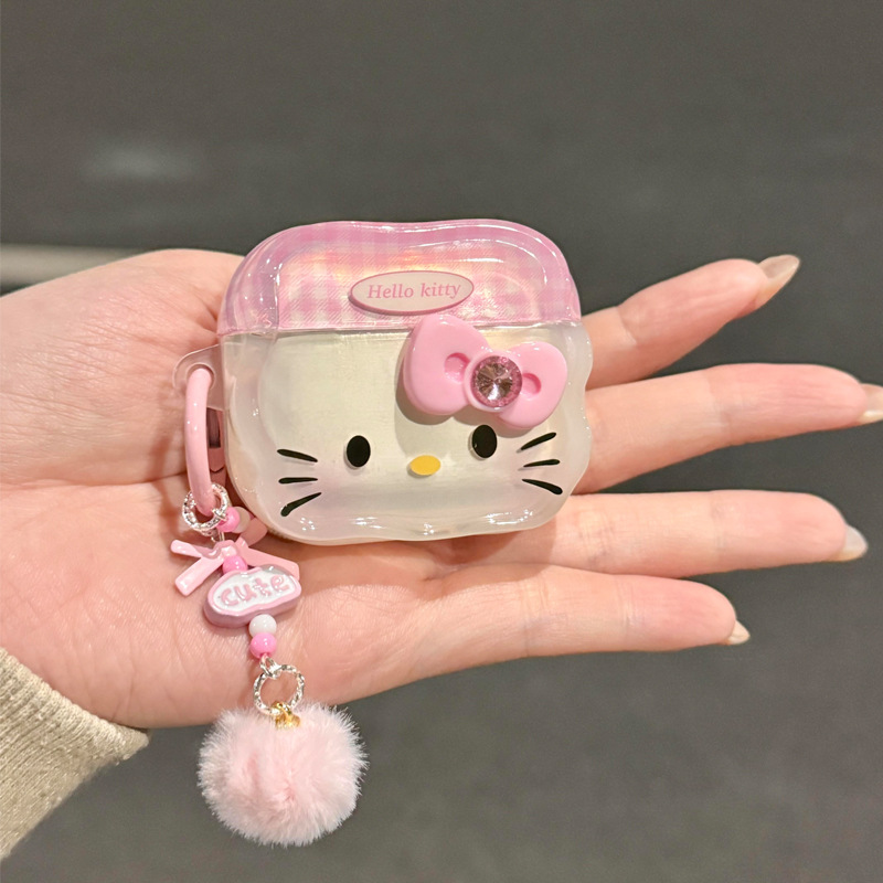 Cartoon Pink Kitty Cat Bow para Apple Airpods 4 generación cubierta de auriculares pro3 estuche de auriculares image 1