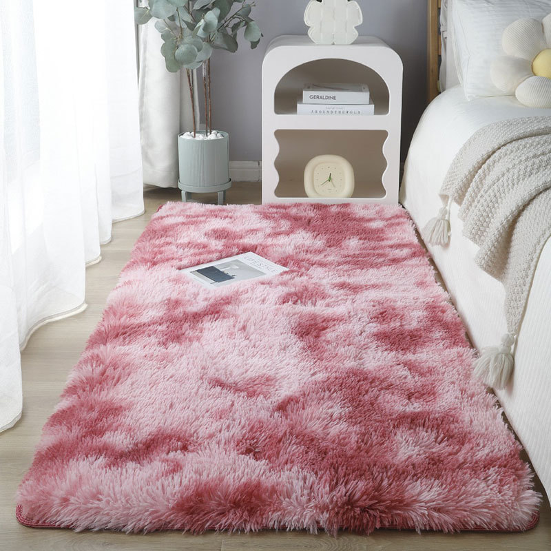 跨境雜色扎染漸變長絨地毯臥室床邊毯客廳茶几地墊北歐ins床尾毯