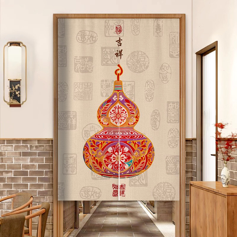 Chinese-Style Gourd Door Curtain Half-Section Door-To-Door Feng Shui Curtain Entrance Partition Curtain Kitchen Bathroom Curtain