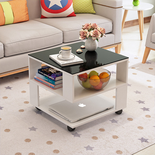 Modern simple small coffee table corner table living room mini corner cabinet sofa side cabinet glass side table corner table bedroom side table