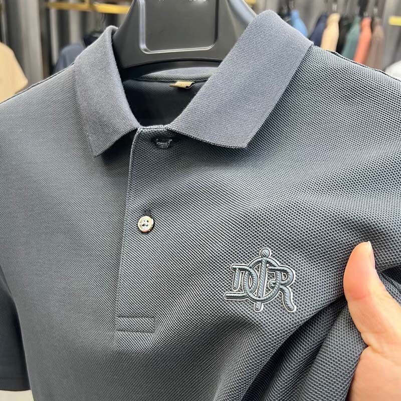 国境を越えた貿易供給刺繍ラペル半袖メンズサマーポールポロカジュアルコットンTシャツ|undefined