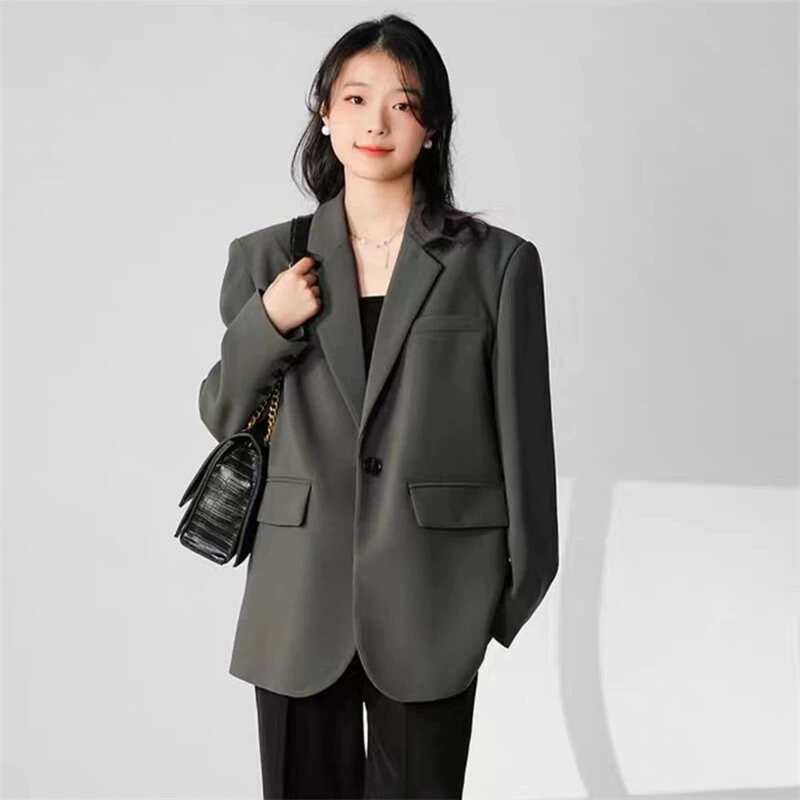Весенний и осенний тонкий серый пиджак для женщин высокого уровня дизайна
