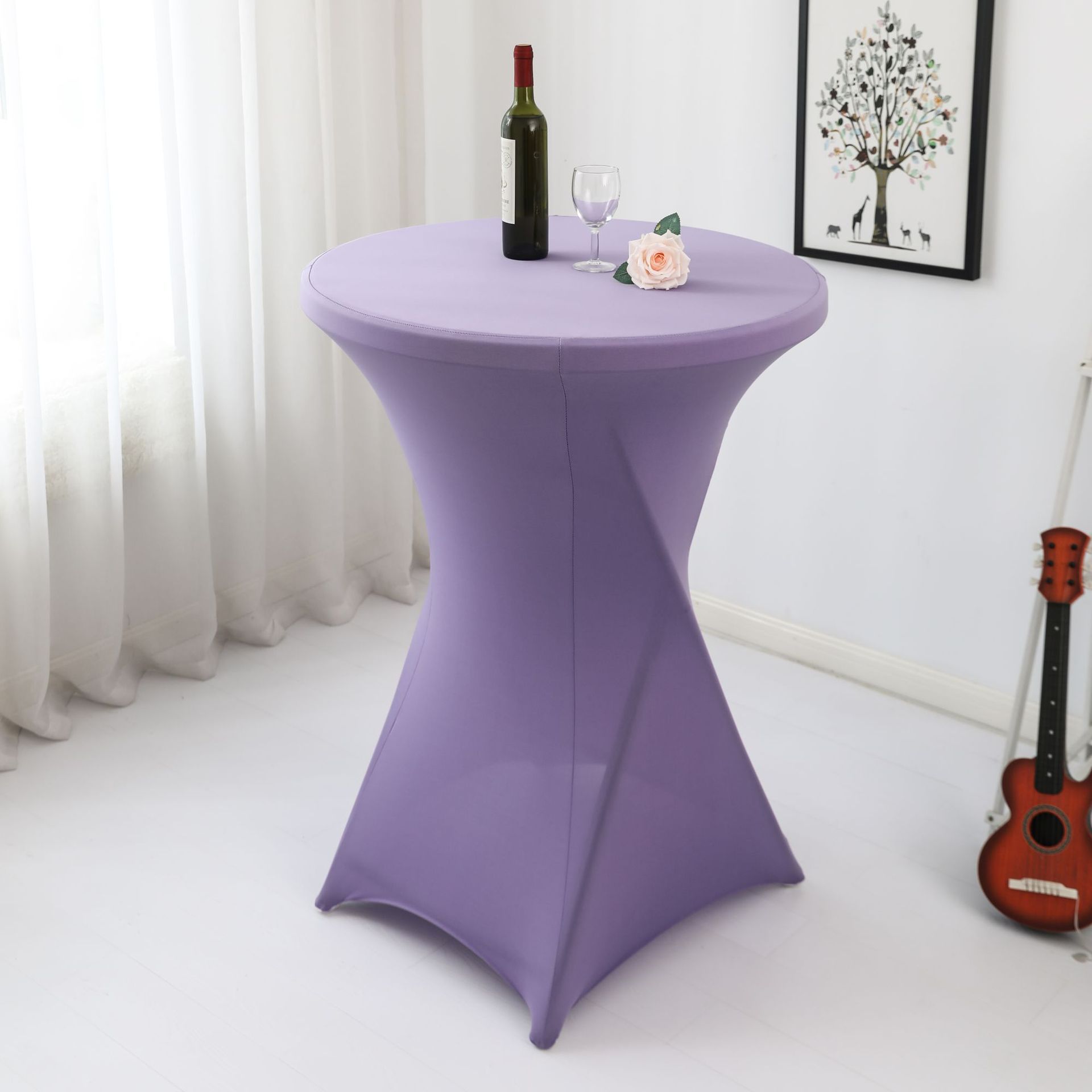Amazon sólido barra mesa de comedor cubierta de mesa de banquete cóctel cubierta de mesa redonda tela de mesa elástica tabla de pies altos