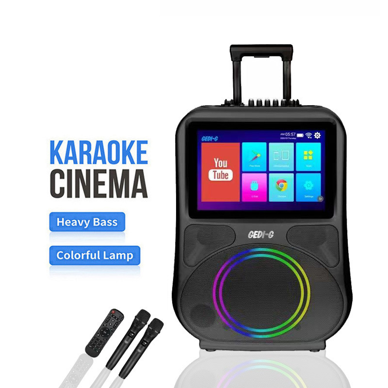 New Square Dance Audio with Display Screen Wireless Microphone Karaoke Video Mobile Ktv Outdoor Performance Trolley Speaker