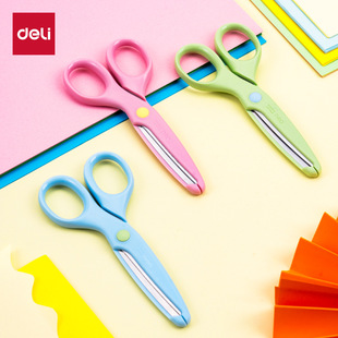 Deli 6023 Children's Scissors Small Student DIY Handmade Paper-Cutting Round-Head Scissors Upgraded Edge Wrapping Does Not Hurt Hands