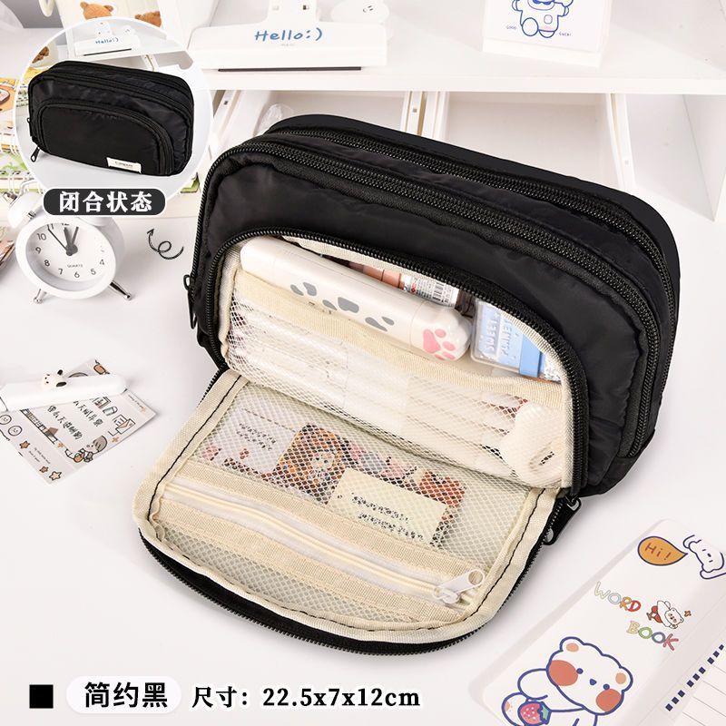 多层笔袋大容量分隔笔袋学生新款ins风盐系网红铅笔盒文具袋加厚|undefined