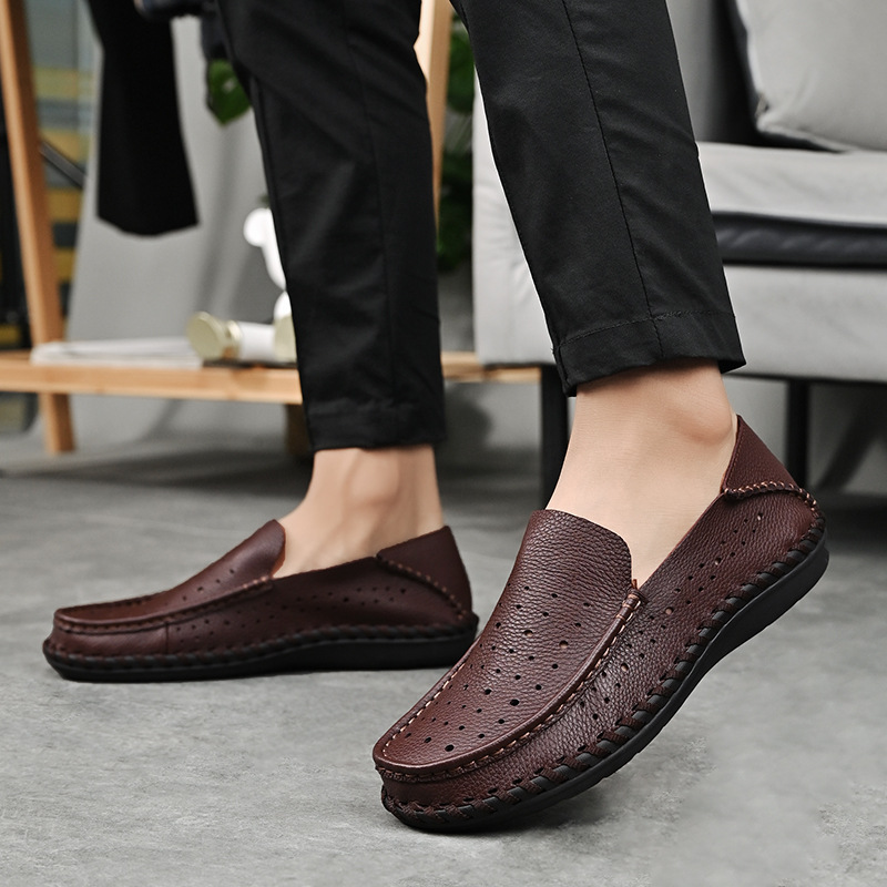 Fábrica directa de cuatro estaciones de comercio exterior zapatos de cuero zapatos de agujero zapatos de negocios zapatos casuales vacíos transpirables zapatos de hombre en stock