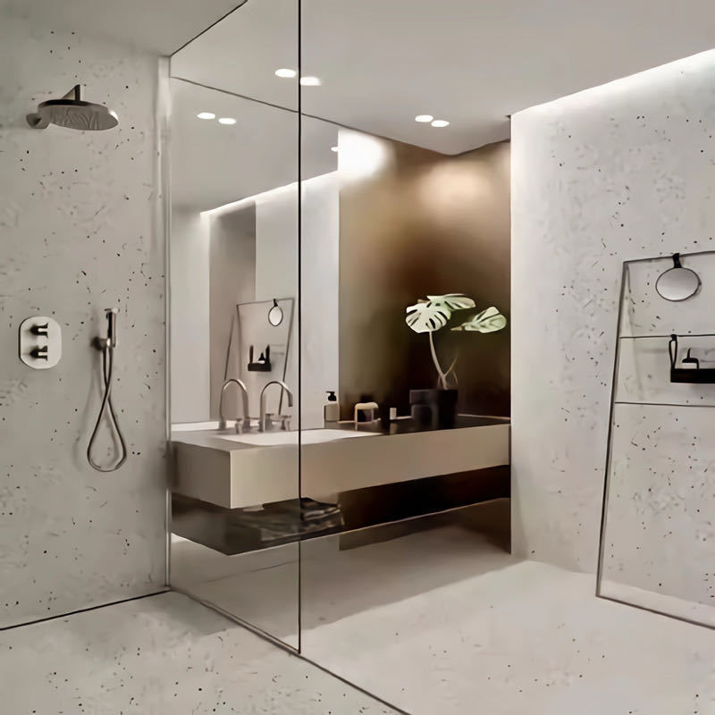 Minimalist Shower Room Film, Explosion-Proof Bathroom, Open-Style Bathroom, Simple Dry and Wet Separation, Glass Partition, Waterproof Minimalist Shower Room Film, Explosion-Proof Bathroom, Open-Style Bathroom, Simple Dry and Wet Separation, Glass Partition, Waterproof