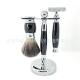 Old-fashioned manual razor badger hair foam beard brush razor holder men's shave black suit