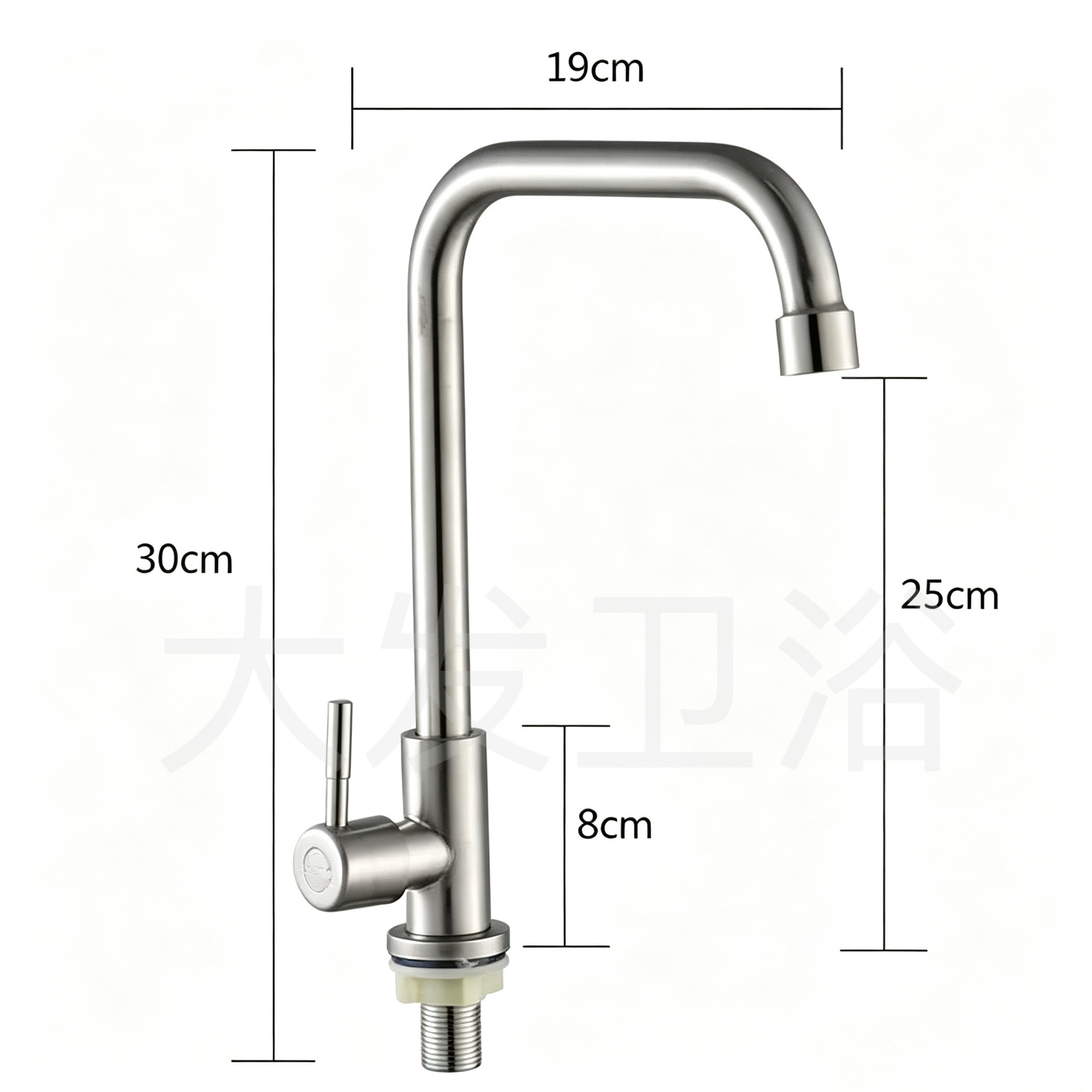 Grifo de Agua Fría para Cocina de Acero Inoxidable Giratorio para Fregadero