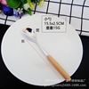 Japanese dessert spoon from natural wood for food, tableware stainless steel, wholesale, Birthday gift