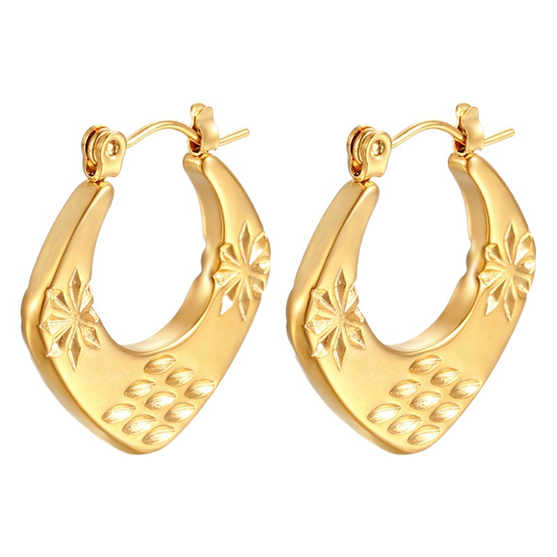 Pendientes de acero inoxidable cuadrados geométricos de moda europea y americana de moda simple de alto grado de lujo 18K pendientes de mujer