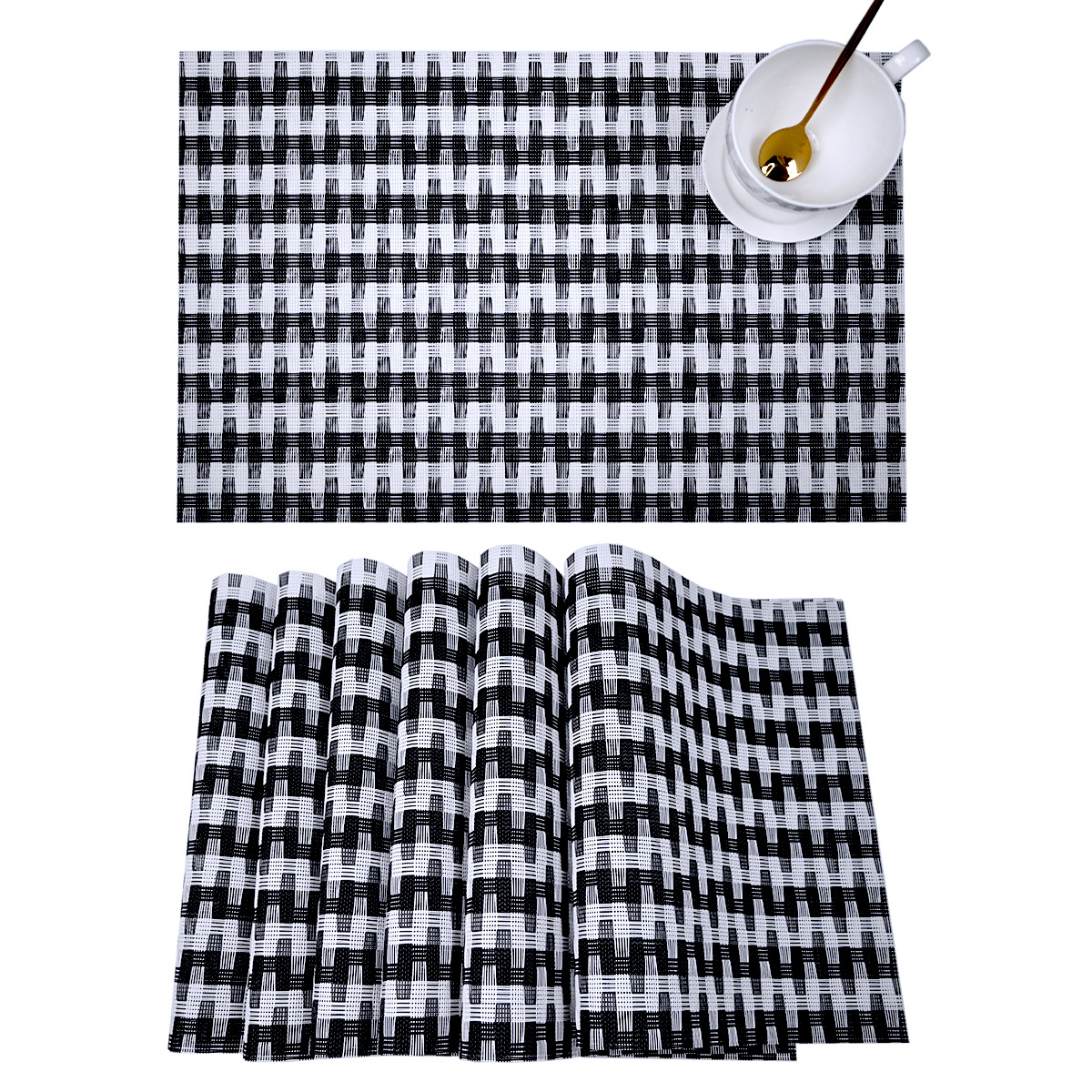 Nórdico Jacquard rayas cojín Teslin lavable cortar cojín de taza tejido antideslizante aislamiento cojín de mesa occidental cojín de mesa