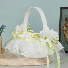 速卖通热销婚礼花篮户外摄影道具新款西式森系花童撒花手提花篮