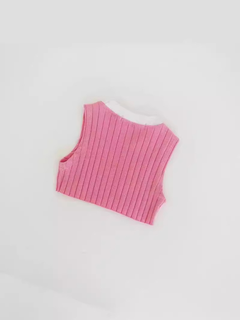 Chaleco de bebé de 25 años de edad, camiseta de algodón puro de estilo coreano con cuello redondo y letras, top versátil