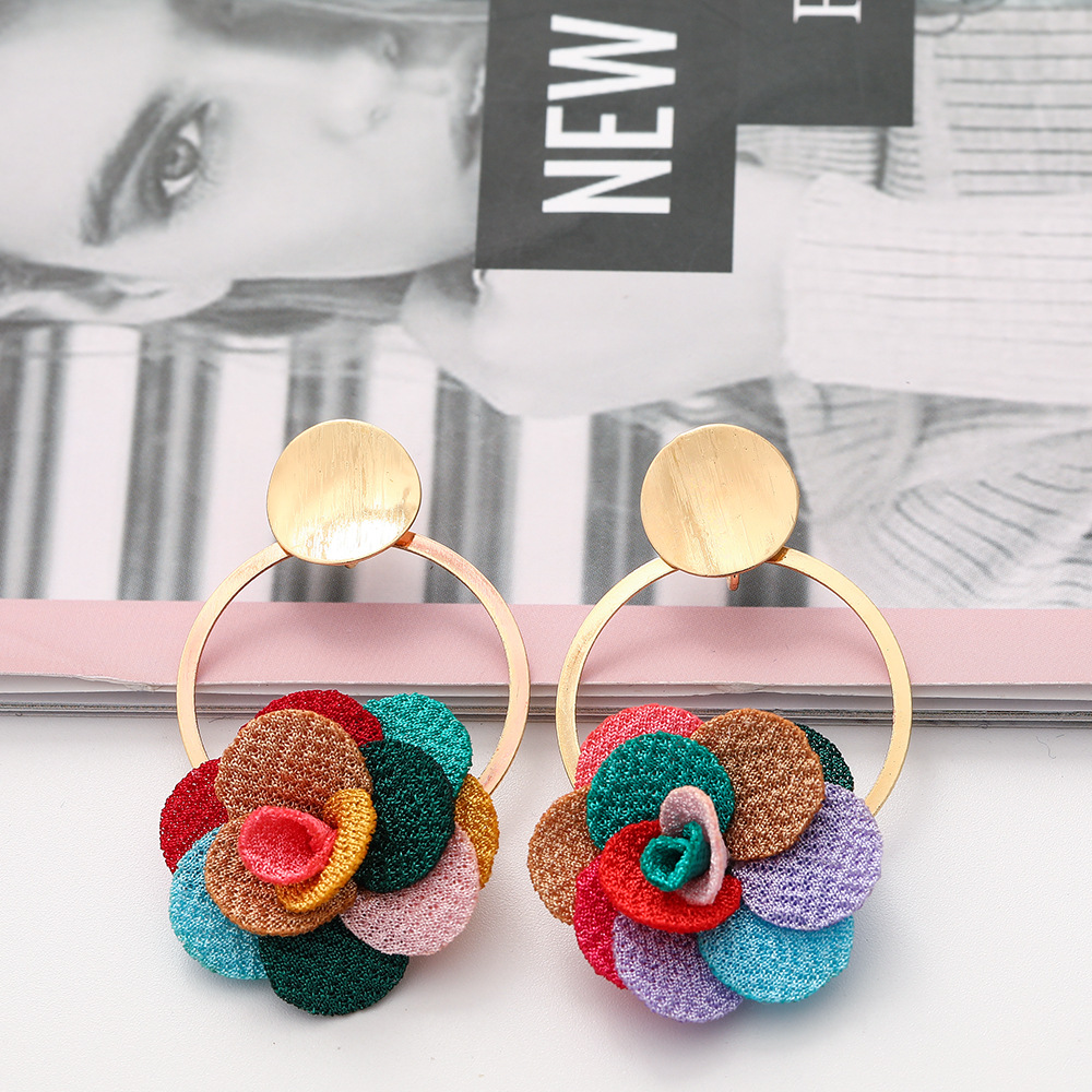 New Multilayer Chiffon Cloth Lace Flower Earring display picture 6