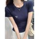 Spice Girls Shoulder Short-sleeved T-shirt Women's Summer 2024 New Figure Pure American Tight Short Tea Style Top