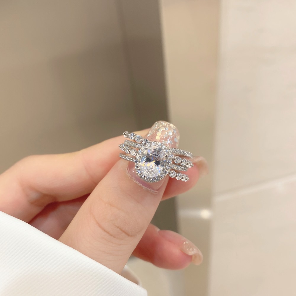 Luxurious Geometric Sterling Silver Plating Zircon Open Ring display picture 3