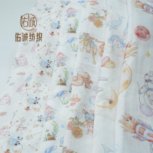 双层竹棉数码印花纱布婴幼儿a类服装防蚊服爬服睡袋凉感透气